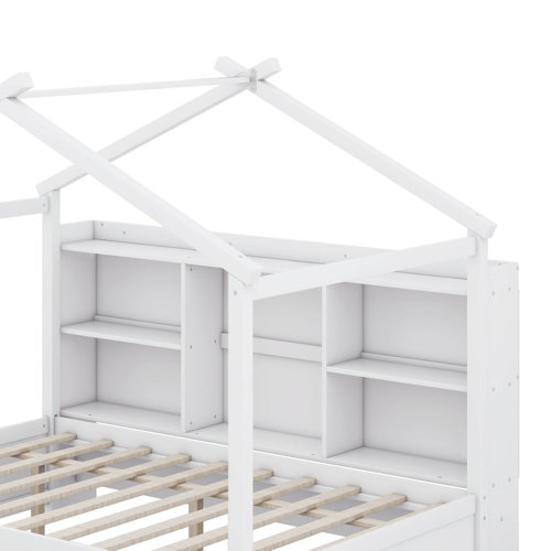 Gracie Oaks Tontitown Full Size House Bed with Storage Shelves and Trundle Wayfair